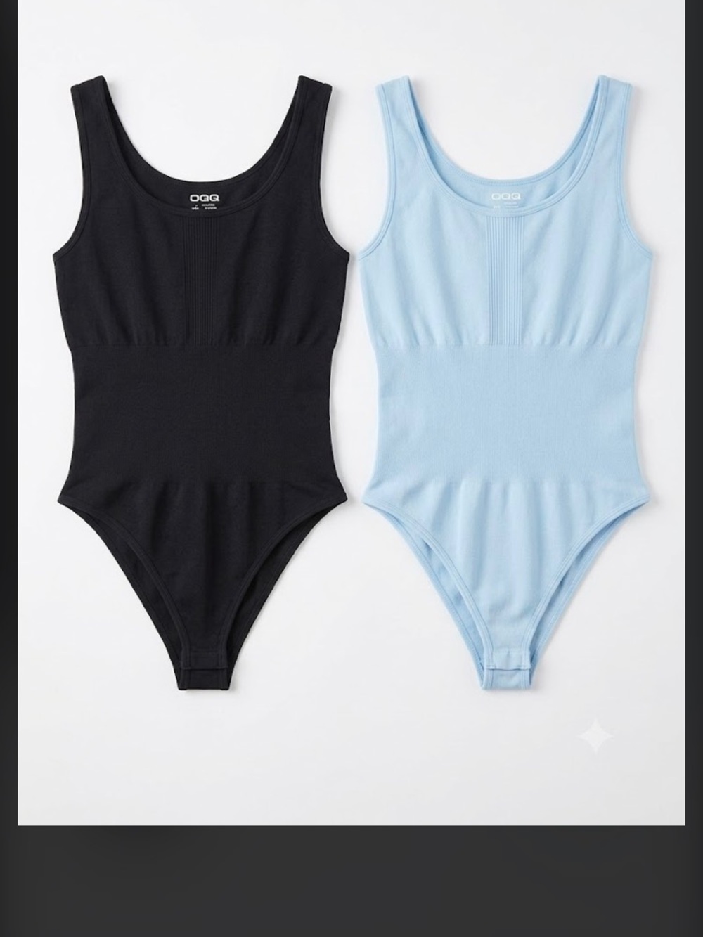 Kids Ribbed One-Piece Bodysuit - Black & Light Blue
